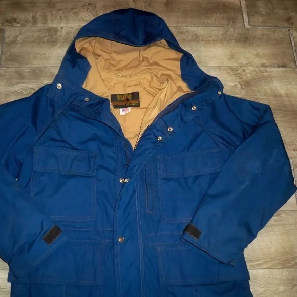 Hansa-Branta Mens Stearns Anorak Lined Blue Parka Coat Jacket, Sz Medium Vintage